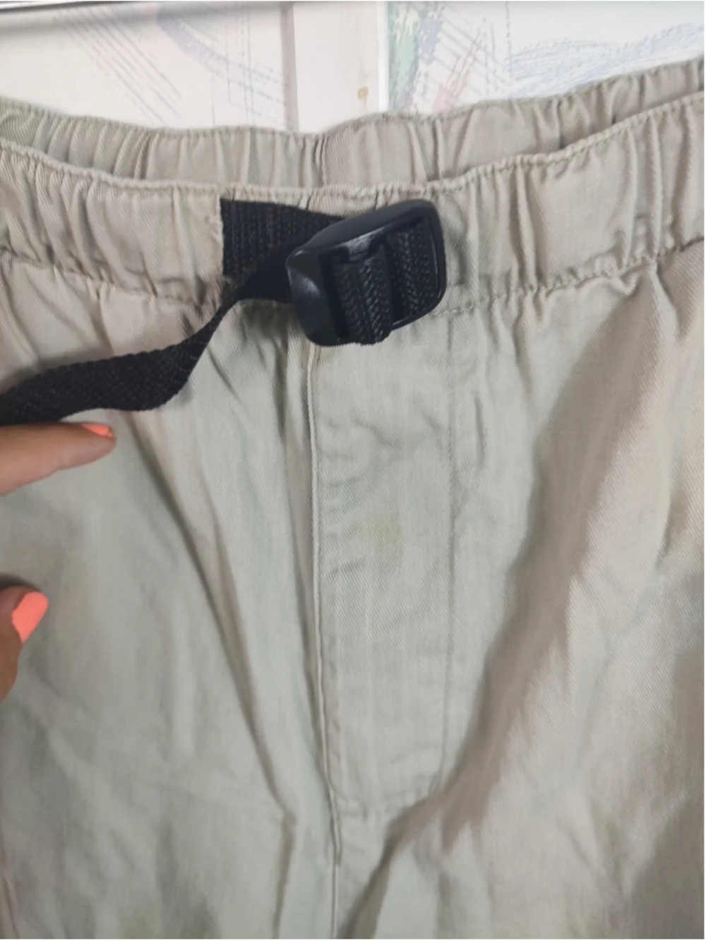 men's Columbia Cargo Shorts Beige Black Belted M